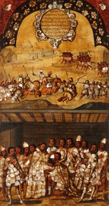 Dobytí Mexika, Panel XIX, cca 1696-1715 (malba na dřevo) od Miguel Gonzalez