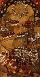 Dobytí Mexika, Panel XXII, cca 1696-1715 (malba na dřevo) od Miguel Gonzalez