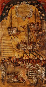 Dobytí Mexika, Panel XXIV, cca 1696-1715 (malba na dřevo) od Miguel Gonzalez