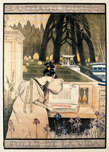 Plakátová prezentace „Stránky života“, série litografií ilustrujících básně v próze Santiago Rusinol y (i) Prats (1861-1931) od Miguel Utrillo