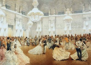 Ples v koncertní síni Zimního paláce během oficiální návštěvy Nasira al-Din Shaha v květnu od Mihaly von Zichy