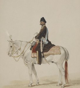 Jezdecký portrét Naser al-Din Shah Qajar 1831-1896, 1873