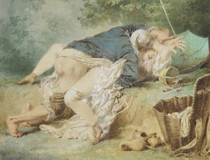 Milenci v parku, 1865 od Mihaly von Zichy