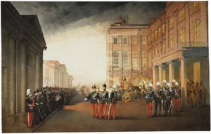 Průvod před Aničkovským palácem 26. února 1870