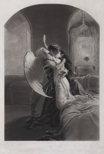 Tamara a démon. Ilustrace k básni Démon od Michaila Lermontova, c. 1880