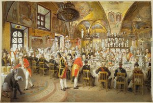 Slavnostní večeře v paláci faset v moskevském Kremlu, 1883-1895. od Mihály Zichy