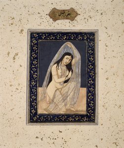 A Courtesan Kneeling, c.1765 (akvarel na papíře) od Mihr Chand