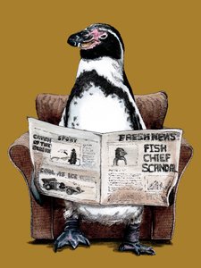 Penguin na zlatém žlutém, 2020 od Mike Davis