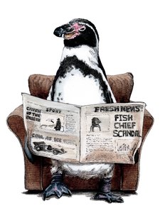 Penguin na bílém v důchodu, 2020 od Mike Davis
