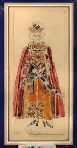 Přípravný kostým pro operu "Mazepa"" od Piotra Čajkovského (1840-1893) (Návrh kostýmů pro operu Mazepa od P. Čajkovského) - Dílo Michaila Alexandroviče Vrubela (Vrubel) (1856-1910), tužka a kvaš na papíře, Ruské scénografické umění - St od Mikhail Aleksandrovich Vrubel