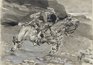 Jezdec. Ilustrace k básni Démon od Michaila Lermontova, 1890-1891 od Mikhail Aleksandrovich Vrubel