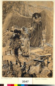 Tamařin tanec - Ilustrace z básně ""Démon"" od Michaila Lermontova (1814-1841) - Umělecké dílo Michaila Alexandroviče Vrubela (Vrubel) (1856-1910) od Mikhail Aleksandrovich Vrubel