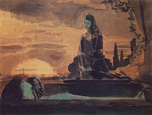 Oplakávání I, 1887 (tužka, wc a vápno na papíře) od Mikhail Aleksandrovich Vrubel
