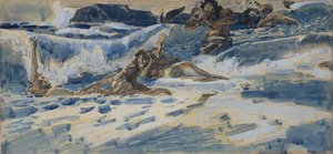 Hra naiády a tritony, 1896-1898 od Mikhail Aleksandrovich Vrubel