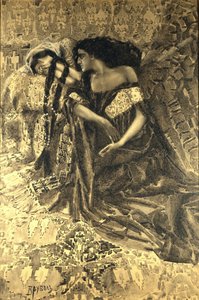 Tamara a démon. Ilustrace k básni Démon od Michaila Lermontova, 1890-1891