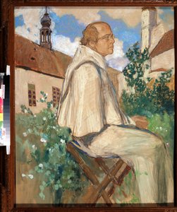 ""Portrét Johanna Gregora Mendela (1822-1884), českého mnicha a botanika, zakladatele genetiky"" Obraz Michaila Dmitrieviče Ezuchevského (1880-1928) 1926 Státní Darwinovo muzeum, Moskva