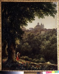 Aricia, pres de Rome (Itálie) (Ariccia, poblíž Říma). Obraz Michaila Ivanoviče Lebeděva (1811-1837), olej na plátně