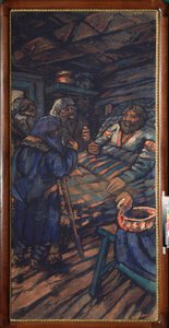 Svatba velkovévody Vladimíra I. Svjatoslaviče (známého jako Velké nebo Rudé slunce, 958-1015) (Svatba velkovévody Vladimíra I. Svjatoslaviče) Vladimir alit je obklopen třemi starými muži - Obraz Michaila Nikolajeviče Jakovleva (1880- 1942), olej od Mikhail Nikolayevich Yakovlev