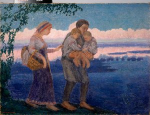 Večerní návrat domů - obraz Michaila Nikolajeviče Jakovleva (1880-1942), olej na plátně