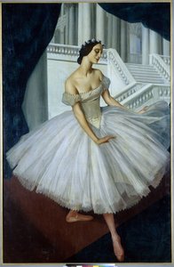 Portrét baletky Anny Pavlové (1881-1931) (Baletka Anna Pavlova) - Malba Alexandra Evguenieviče Jacovieffa (Alexander Jevgenjevič Jakovlev nebo Iacovieff) (1887-1938), olej na plátně (190x121,5 cm)