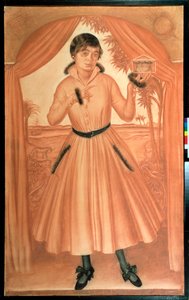 Portrét umělcovy manželky - Dílo Alexandra Jevgenjeviče Jakovleva (1887-1938), černá křída a sangvinik na papíře, cca 1917, ruské umění 20. století, modernismus - Státní ruské muzeum, Petrohrad