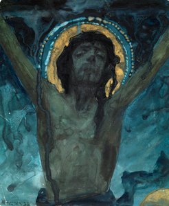 ""Kristus na kříži"" Obraz Michaila Vasiljeviče Nesterova (1862-1942) Rozměr 19x15,5 cm Soukromá sbírka od Mikhail Vasilievich Nesterov