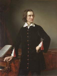 Portrét Franze Liszta (1811-1886), maďarského skladatele a klavíristy - Portrét Franze Liszta - Obraz Miklose Barabase (1810-1898) 1847 Maďarské národní muzeum, Budapešť