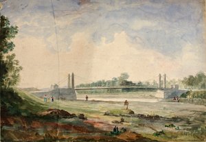 Visutý most přes řeku Arno u Cascine, Forence od Miner Kilbourne Kellogg