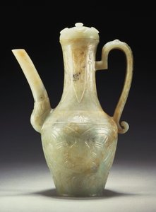 Pozdní mingský celadon nefritový džbán a kryt (nefrit) od Ming Dynasty Chinese School