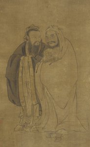 Konfucius a Buddha kolébající Qilin