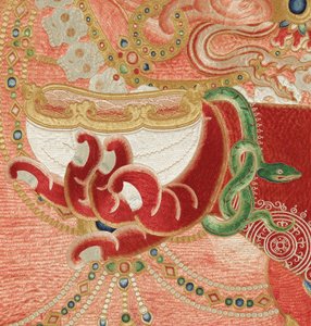 Detail císařské vyšívané hedvábné thangky od Ming Dynasty Chinese School