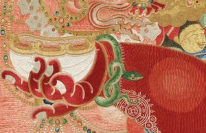 Detail císařské vyšívané hedvábné thangky od Ming Dynasty Chinese School