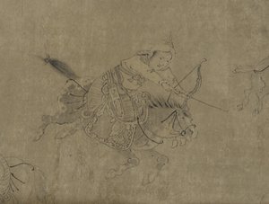 Zajetí Cai Wenji, 14.-15. století (inkoust na papíře)