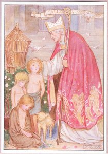 "Angles jim říkáš," řekl. "Spíše ne andělé". Svatý Augustin (barva lito) od Minnie Didbin Spooner