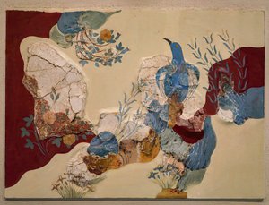 "Modrý pták" Fresco nebo "Modrý pták z Kréty". Knossos