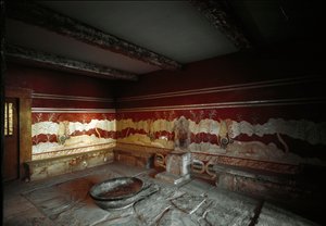 Minojská civilizace: pohled do trůnního sálu paláce krále Minose v Cnossos (Knossos). od Minoan