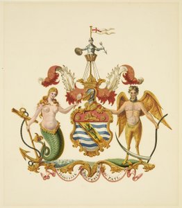 Arms of the Society of Merchant Venturers, cca 1830 (tužka a akvarel na papíře) od Miss (attr.to) Braikenridge