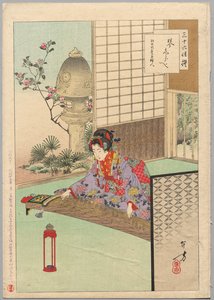 Playing the Koyo, Lady from Nagoya of the Kóka Era (1844-48), ze série Třicet šest elegantních výběrů