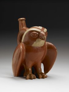 Jestřábí nádoba, 200-450 n. l. (hliněné nádobí se skluzem) od Moche Moche