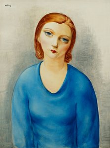 Mladá žena v modré halence; Jeune Femme au Corsage Bleu, cca 1925 (olej na plátně) od Moise Kisling