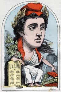 Alegorie republiky (Marianne) v „“Le Trombinoscope““ od Touchatout, karikatura B. Molocha z roku 1882 (1849-1909). Soukromá sbírka. od Moloch