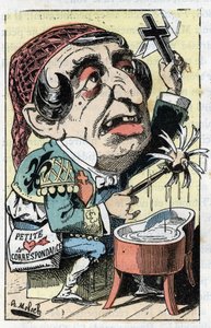 Alegorie francouzských novin Le Figaro v „“Le Trombinoscope““ od Touchatout, karikatura B. Molocha z roku 1882 (1849-1909). Soukromá sbírka. od Moloch