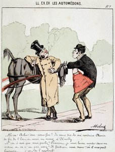 ON. EX. EX. Motoredons: Cartoon dopravy ve městě. Buržoa, který požádal trenéra, aby ho odvezl na Gare de l