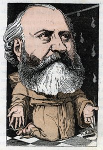 Portrét Charlese Gounoda (1818-1893), francouzského skladatele v „Le Trombinoscope““ od Touchatout, karikatura B. Molocha z roku 1882 (1849-1909). Soukromá sbírka. od Moloch