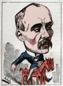 Portrét politika Georgese Clemenceaua (1841-1929) v „Le Trombinoscope““ od Touchatout, karikatura B. Molocha z roku 1882 (1849-1909). Soukromá sbírka. od Moloch