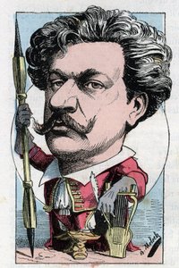 Portrét Louise Alexandra Gosset de Guines dit Andre Gill (1840 - 1885) francouzský básník malíř v „“Le Trombinoskop““ od Touchatout, kreslený film B. Molocha z roku 1882 (1849-1909). Soukromá sbírka. od Moloch