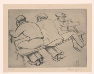 Tři muži na gauči od Mommie Schwarz (signed by artist)