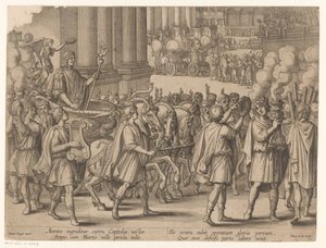 Vstup Scipio Africanus po jeho vítězství nad Kartágem Historie Scipio Africanus (název série) od Monogrammist ICG