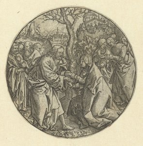 Kristus se loučí s Marií od Monogrammist L (graveur, Nederland)