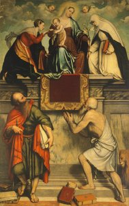 Trůnící Madona s dítětem, svatá Kateřina, svatý Pavel a svatý Jeroným od Moretto da Brescia